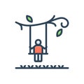 Color illustration icon for Swing, tree and child