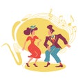 Swing jazz party 2D vector web banner, poster