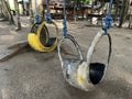 A swing hanging on the tree in the park for leisure activities. Royalty Free Stock Photo