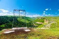 Swing over the Alikonovsky Gorge on Mount Ukazatel. Royalty Free Stock Photo