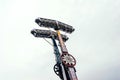 Swing ride going around at a fair. entertainment amusement park Royalty Free Stock Photo