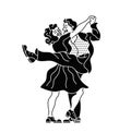 Dancing seniors. Happy old people have fun. Active pensioners.Retro vintage silhouette dancer.Couple silhouettes dancing