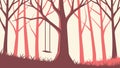 Swing in Spooky Bare Tree Forest Vector, vector design Generative AI Royalty Free Stock Photo