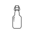 Swing Top Easy Cap Beer Bottle. Linear icon of clear beverage glass bottle with wire stopper. Black simple illustration of vintage Royalty Free Stock Photo