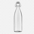 Swing top empty glass bottle on transparent background, realistic vector mockup. Clear swingtop bottle with stopper, mock-up Royalty Free Stock Photo