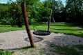 swing trains stability at the children\'s rope center, playground for schoolchildren. Royalty Free Stock Photo