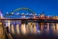 Swing and Tyne Bridges at night Royalty Free Stock Photo