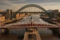View down the river Tyne of Newcastle bridges Royalty Free Stock Photo