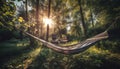 Swinging on a hammock, enjoying nature beauty generated by AI Royalty Free Stock Photo