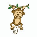 Swinging monkey cartoon for kids