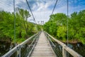 Swinging pedestrian bridge over the James River in Buchanan, Virginia