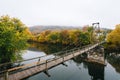 Swinging pedestrian bridge over the James River in Buchanan, Virginia Royalty Free Stock Photo