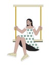 Swinging woman middle eastern 2D linear cartoon character