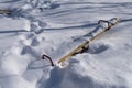 The swings on the playground are covered with snow Royalty Free Stock Photo