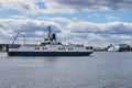 Swinoujscie, West Pomeranian - Poland - July 14, 2022: Bielik I ferry using to transport passengers and cars. Ferry crossing over