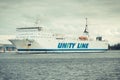 Swinoujscie, West Pomeranian - Poland - July 15, 2022: Passengers and cars ferry Gryf sailing from Swinoujscie to Trelleborg.