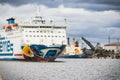 Swinoujscie, West Pomeranian - Poland - July 15, 2022: Passengers and cars ferry Mazovia sailing from Ystad to Swinoujscie.