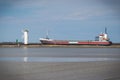 Swinoujscie, West Pomeranian - Poland - June 7, 2022: Cargo ship Wagenborg leaving port of Swinoujscie. Transport of goods and