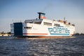 Swinoujscie, West Pomeranian - Poland - June 11, 2023: Mazovia ferry from Ystad entering to port of Swinoujscie. Transport