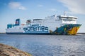 Swinoujscie, West Pomeranian - Poland - June 13, 2023: Polferries Cracovia ferry entering to port in Swinoujscie. Transport Royalty Free Stock Photo