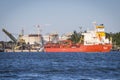 Swinoujscie, West Pomeranian - Poland - June 11, 2023: Ship tanker Songa Jade in port Swinoujscie. Transport of chemical, oil