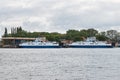 Swinoujscie, West Pomeranian - Poland - June 13, 2021: View on Bielik ferry IV and III using to transport passengers and cars.