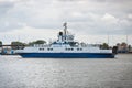 Swinoujscie, West Pomeranian - Poland - June 13, 2021: View on Bielik III ferry. Ferry crossing over river Swina