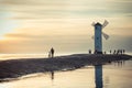 Swinoujscie, West Pomeranian - Poland - June 14, 2021: View at sunset on windmill Stawa MÃâyny.