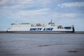 Swinoujscie, West Pomeranian - Poland - June 7, 2022: Wolin ferry leaving port of Swinoujscie and sailing to Ystad. Transport Royalty Free Stock Photo