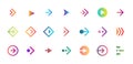 Swipe arrow right gradient button icon set. Application and social network scroll pictogram for web design or app