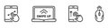 Swipe Button on Smartphone Computer PC Line Icon Set. Scroll Drag Move Click Touch Display Gesture Pictogram. Slide