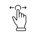 Swipe Gesture of Computer Mouse. Pointer Finger Black Line Icon. Cursor Hand Linear Pictogram. Click Press Double Tap Royalty Free Stock Photo