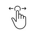 Swipe Gesture of Computer Mouse. Pointer Finger Black Line Icon. Cursor Hand Linear Pictogram. Click Press Double Tap Royalty Free Stock Photo