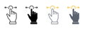 Swipe Gesture Line and Silhouette Color Icon Set. Hand Cursor of Computer Mouse Pictogram. Pointer Finger Press Touch
