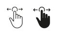 Swipe Gesture to Right and Left, Hand Cursor of Computer Mouse Line and Silhouette Black Icon Set. Pointer Finger Royalty Free Stock Photo