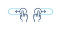 Swipe gestures in right and left sides. Lock and unlock progress bar blue line icons. On, off toggle slider symbols.