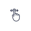 Swipe hand finger vector icon. Drag swipe touch arrow tap action mobile screen symbol finger gesture.