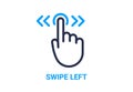 Swipe hand finger vector icon. Drag swipe touch arrow tap action mobile screen symbol finger gesture.