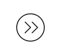 Swipe icon. Arrow on circle button symbol. Triangle arrow right. Abstract scroll icon element for social media. Move
