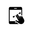 Swipe on Tablet Silhouette Icon. Scroll Up in Digital Electronic Move Gesture Icon. Zoom Action on Device Display Glyph