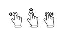 Swipe to left right up icon set. Finger touchscreen gestures on isolated white background. EPS 10 vector