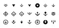 Swipe top down or download icon scroll pictogram set isolated for app web ui ux design. Vector black arrow bottom for