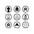 Swipe up, arrow up icon modern button for web or appstore design black symbol isolated on white background. Vector EPS 10