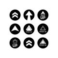 Swipe up, arrow up icon modern button for web or appstore design black symbol isolated on white background. Vector EPS 10