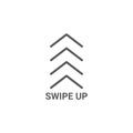 Swipe up arrows button vector, isolated on white background