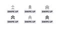 Swipe up arrows icons. Conceptual swipe symbols. Scrolling slide icons. Vector scalable graphics
