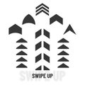 Swipe up. Black next scroll arrows set. Digital symbol pointer icons. Logo sign social media button collection. EPS 10 modern flat