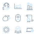 Swipe up, Blood donation and Ab testing icons set. Question mark, Trade chart and Notebook service signs. Vector