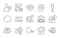 Swipe up, Breathing exercise and Opened box icons set. Buyer think, Clean bubbles and Car travel signs. Vector