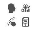 Swipe up, Career ladder and Head icons. Thumb down sign. Touch down, Manager results, Human profile. Vector Royalty Free Stock Photo